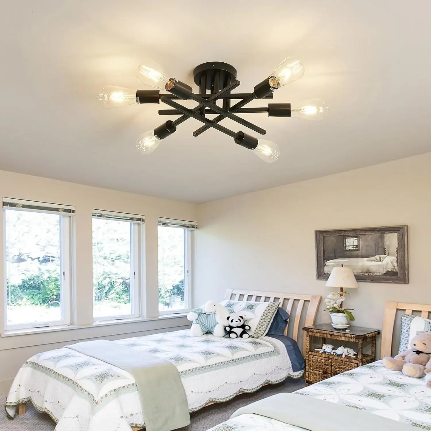 Semi Flush Mount Sputnik Ceiling Light Fixture For Farmhouse Dining