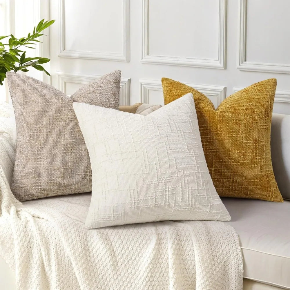 NBVCX Chenille Throw Pillow Covers Textured Set 2 For Sofa