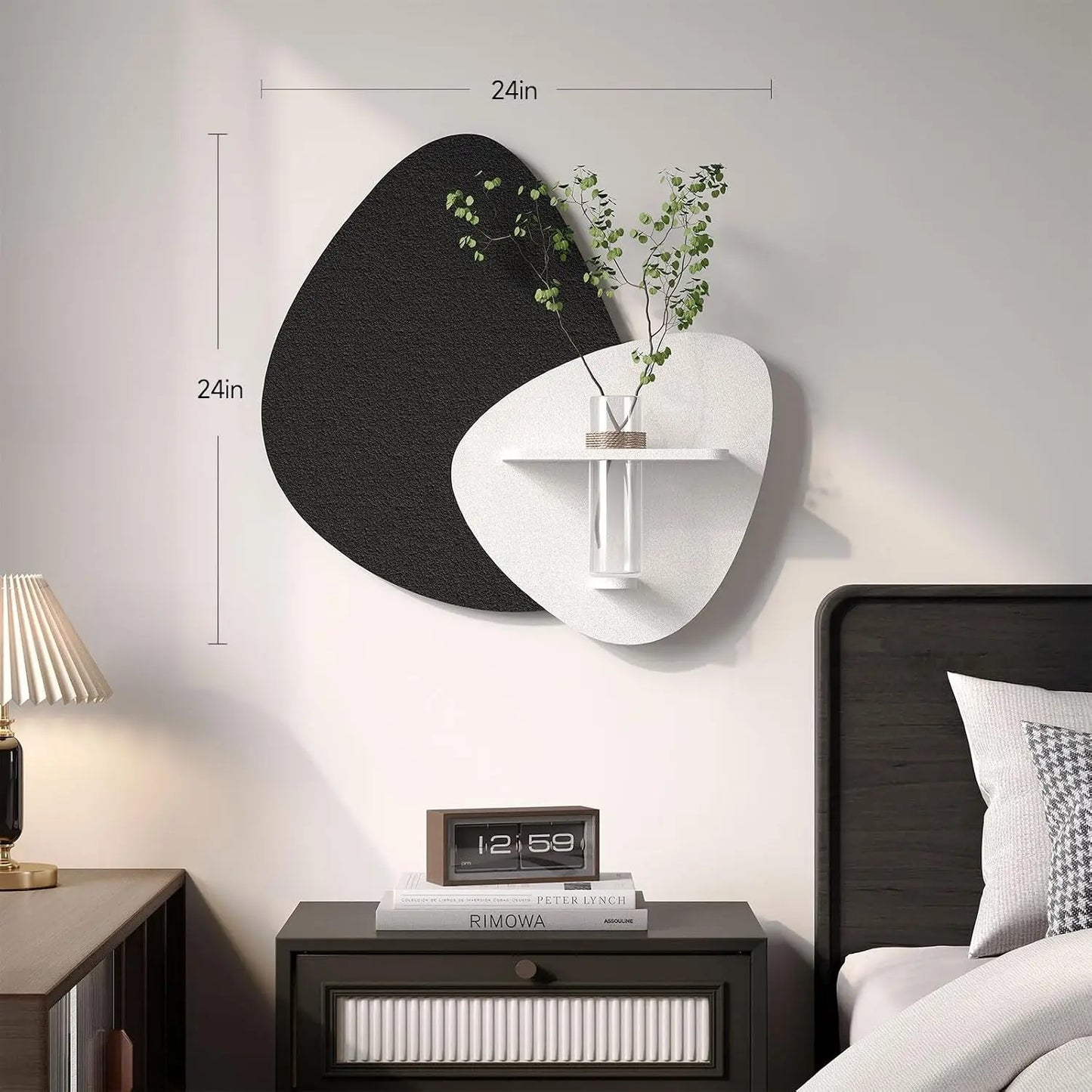 3D Textured Japandi Wall Art With Vase And Shelf Accent