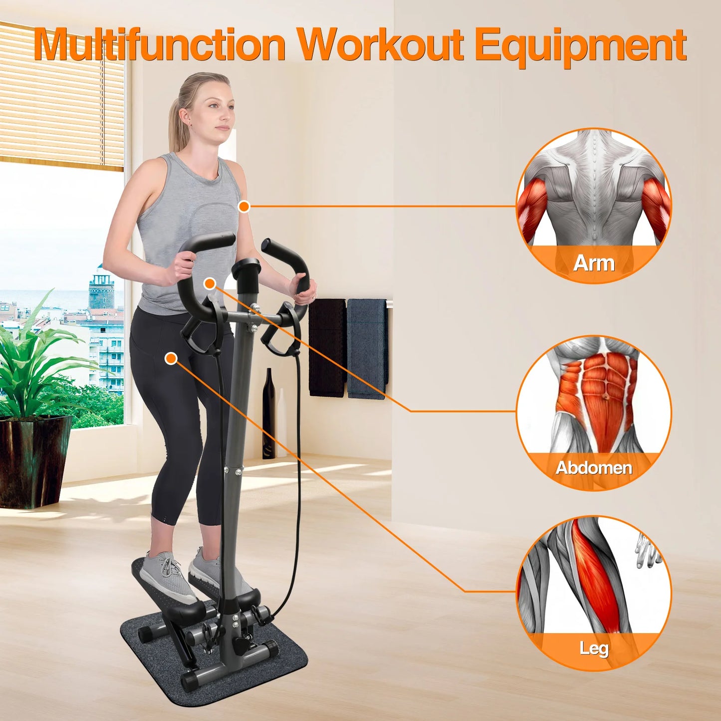 Exercise Stepper Machine With LCD Monitor And Resistance Bands