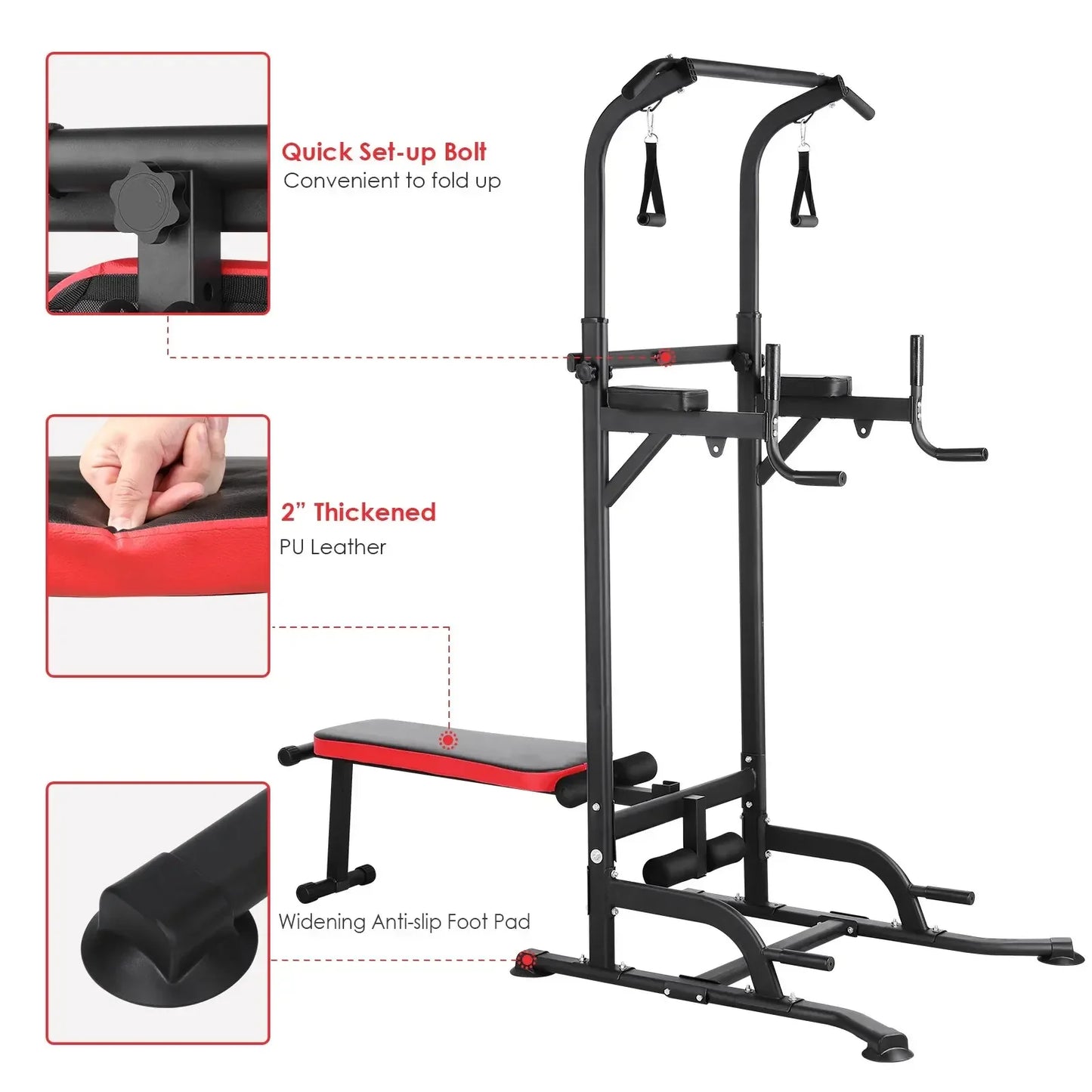 Homfa Foldable Power Tower And Adjustable Workout Bench System