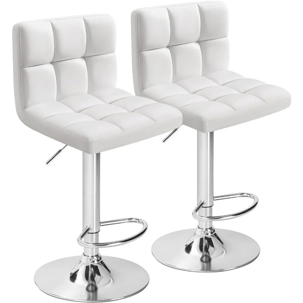 Bar Stools PU Leather Swivel Adjustable Hydraulic Counter Height Set