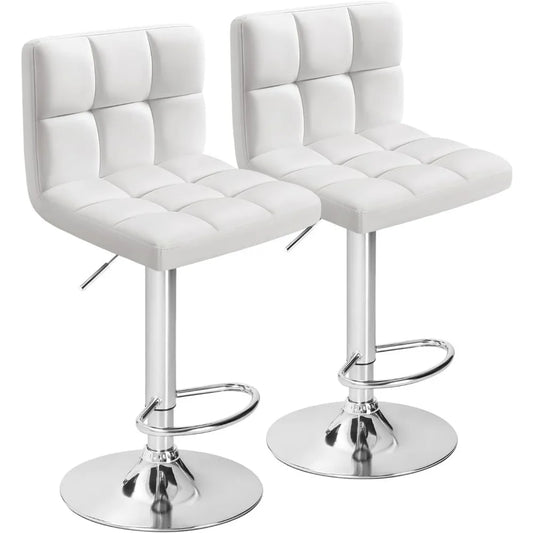 Bar Stools PU Leather Swivel Adjustable Hydraulic Counter Height Set