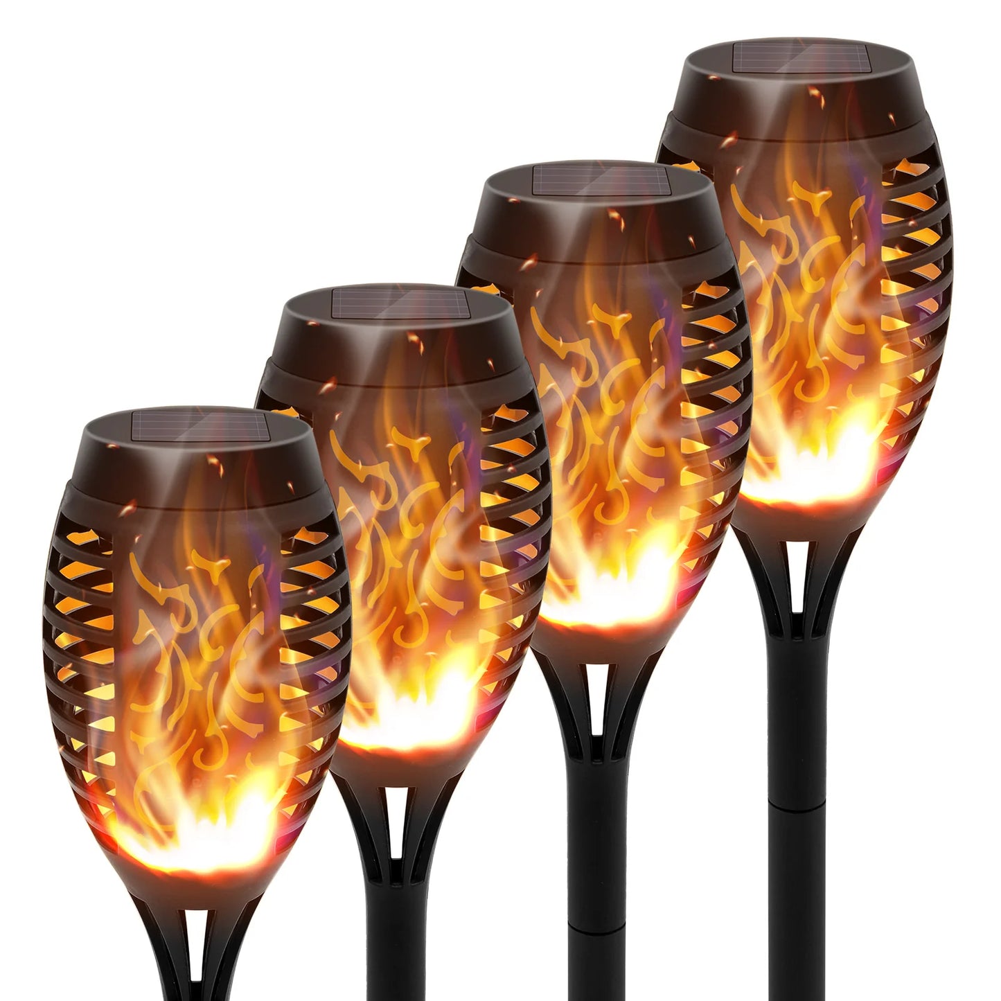 Solar Torch Lights With Flickering Flame Outdoor Waterproof Garden Pathway