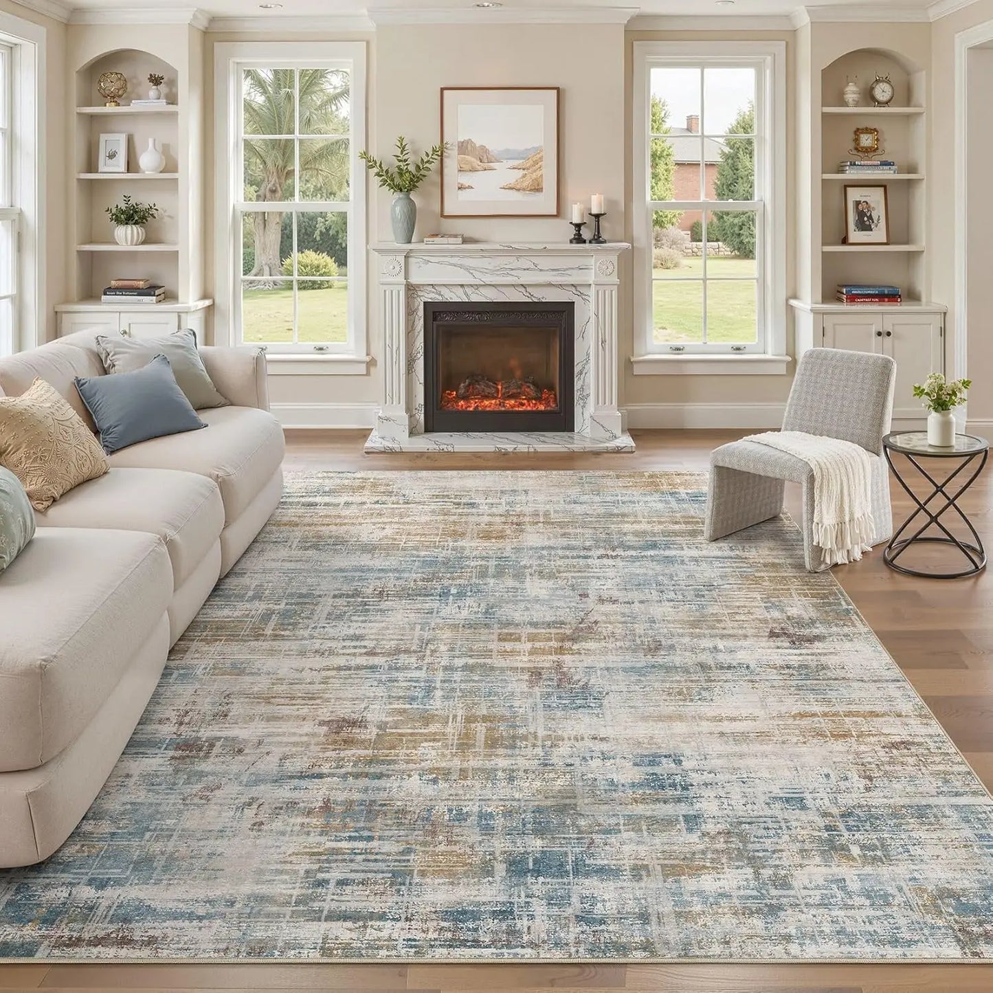Abstract Area Rug Washable Non Slip Living Room Decor