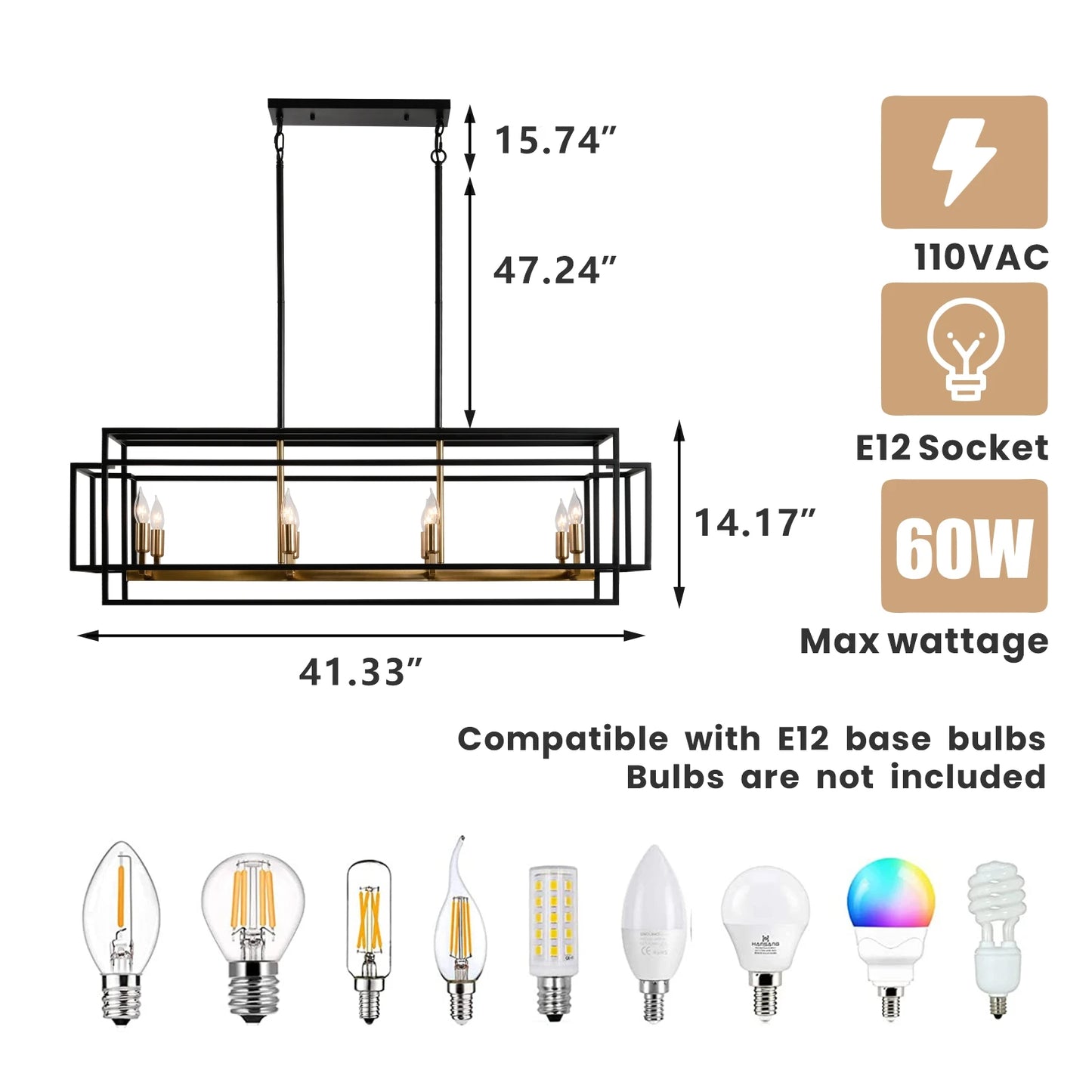 LovingC Retro Industrial Chandelier Dining Room Kitchen Island