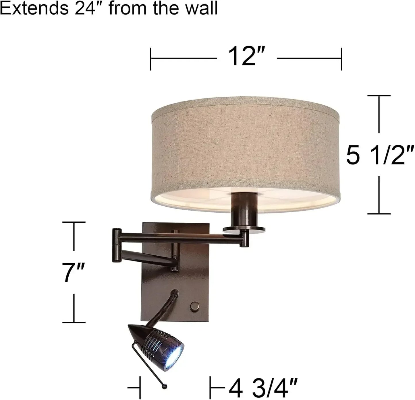 Radix Modern Swing Arm Wall Lamp With Cord LED Shade
