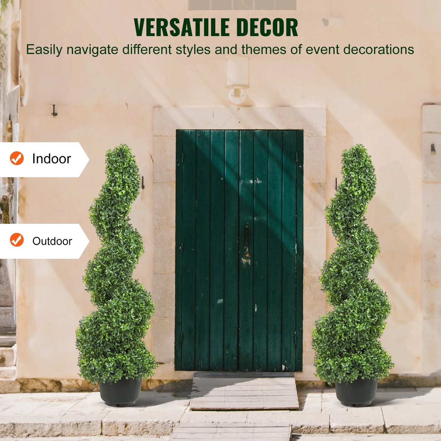 SucceBuy Artificial Boxwood Tower Topiary Spiral Plant Outdoor Decor