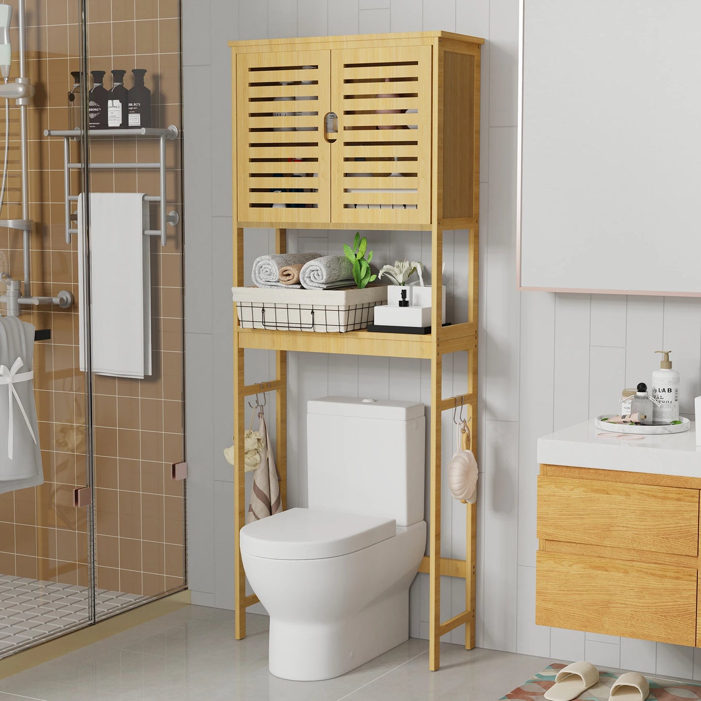 Wisfor Bamboo Over The Toilet Storage Cabinet Free Standing