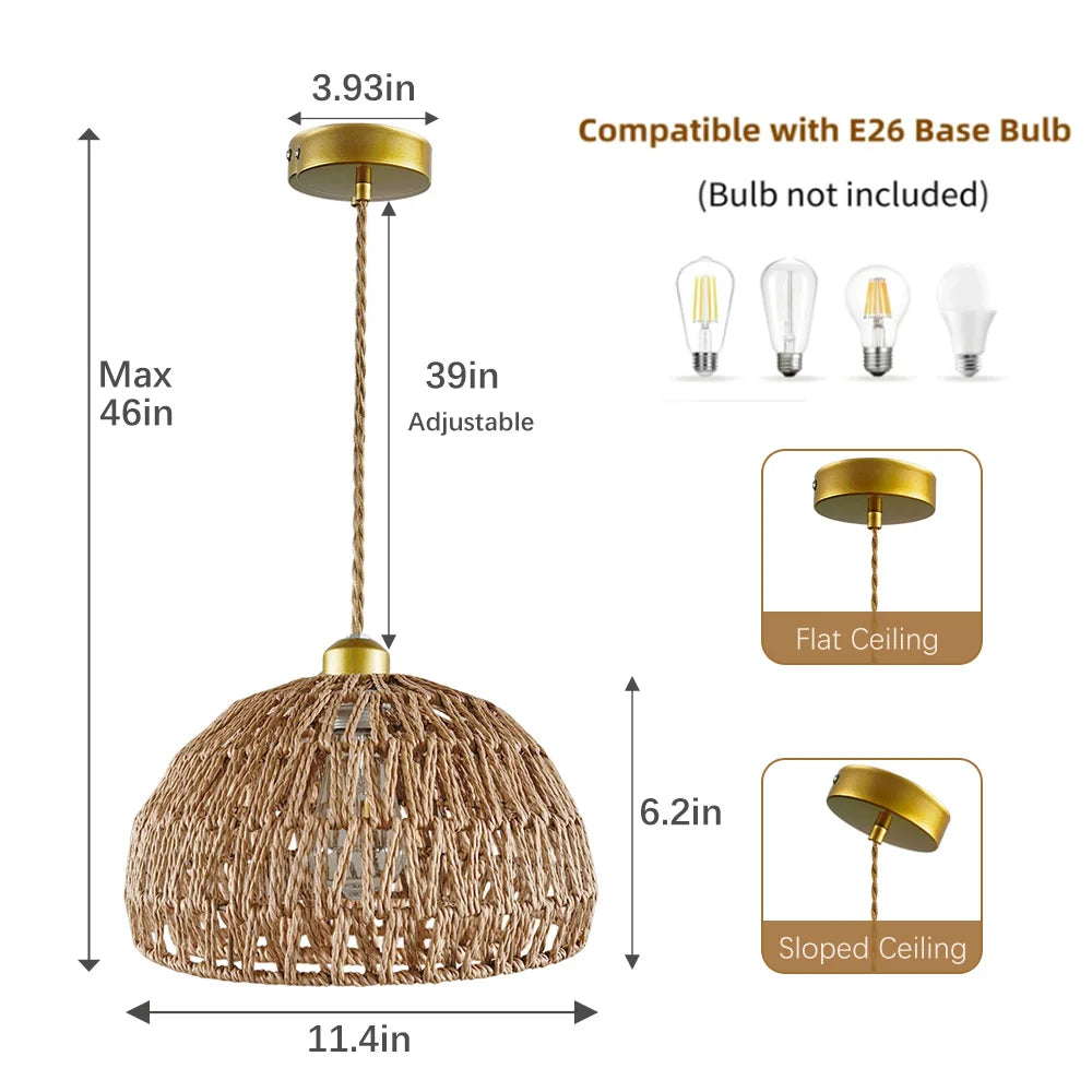 DF LIGHT HOUSE Bamboo Iron E26 Ceiling Chandelier Pendant
