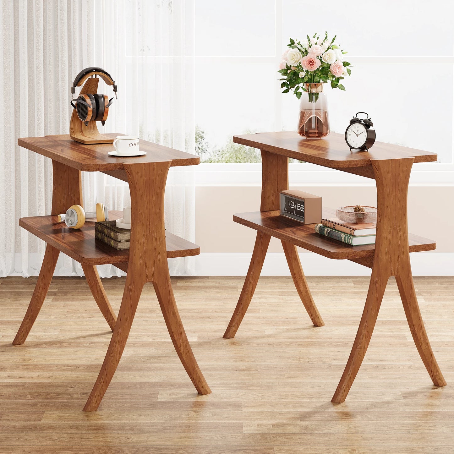 Two Tier Walnut Side Table