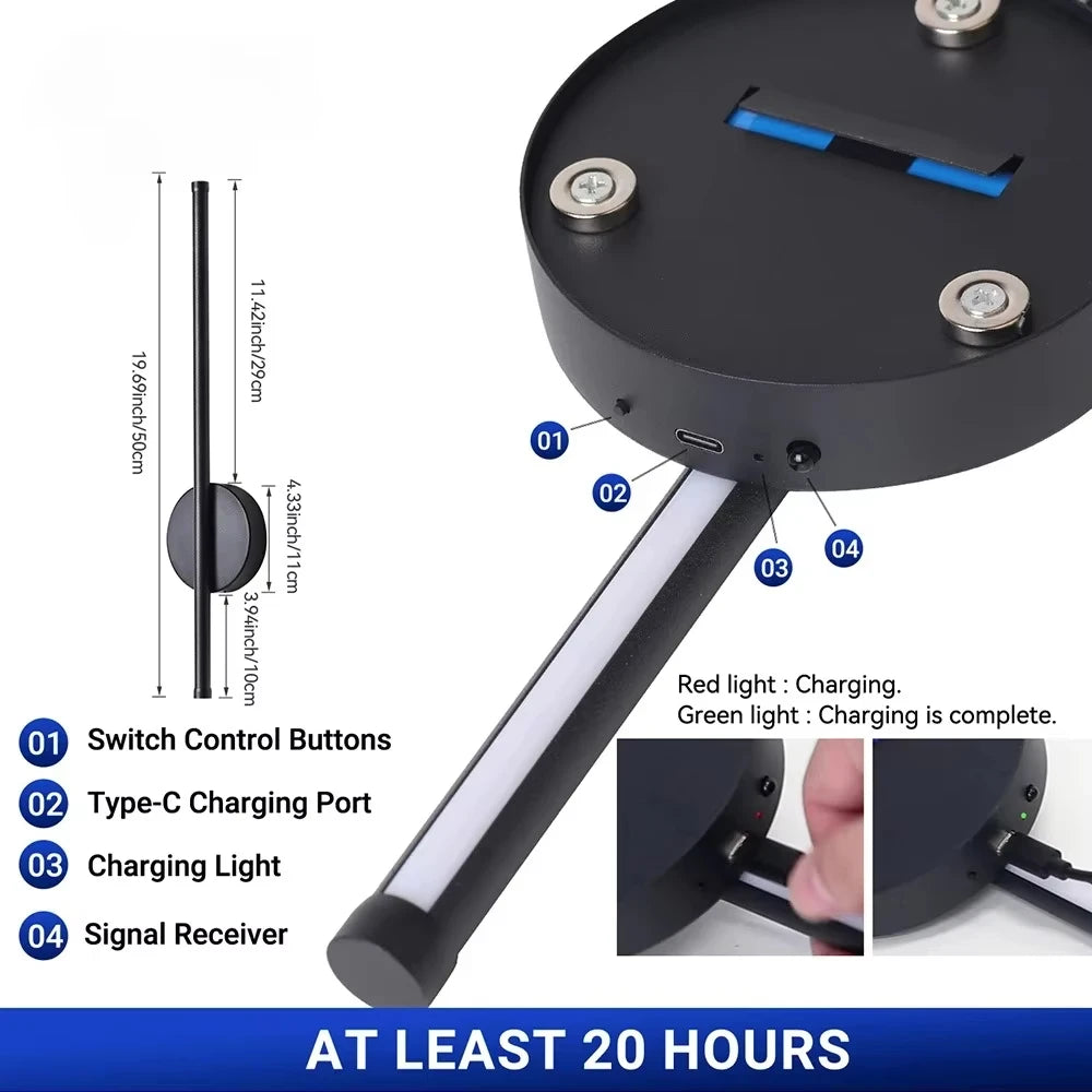 Magnetic Rechargeable LED Wall Lamp Iron Indoor Home Lighting