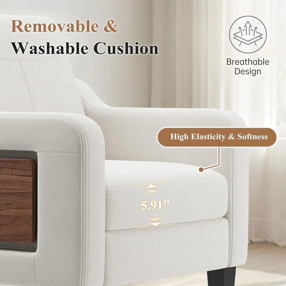 Upholstered Swivel Wood-Frame Armchair