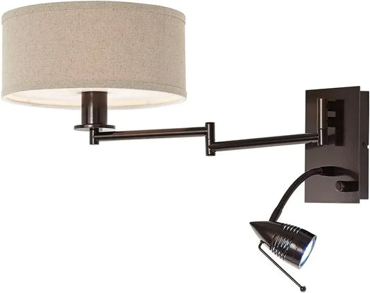 Radix Modern Swing Arm Wall Lamp With Cord LED Shade
