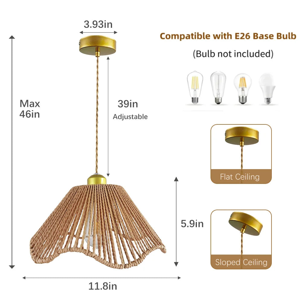 DF LIGHT HOUSE Bamboo Iron E26 Ceiling Chandelier Pendant