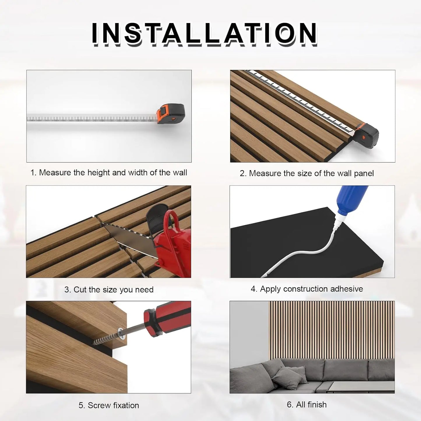 Wood Slat Wall Panels For Interior Soundproof Noise Cancelling Decor