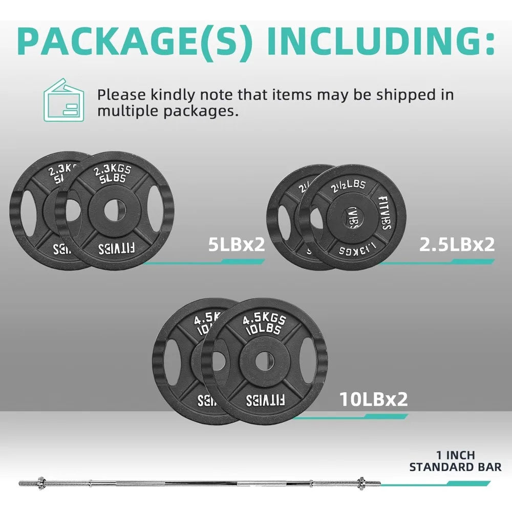 YTYIN Fitvids Cast Iron Weight Plates And Barbell Star Locks
