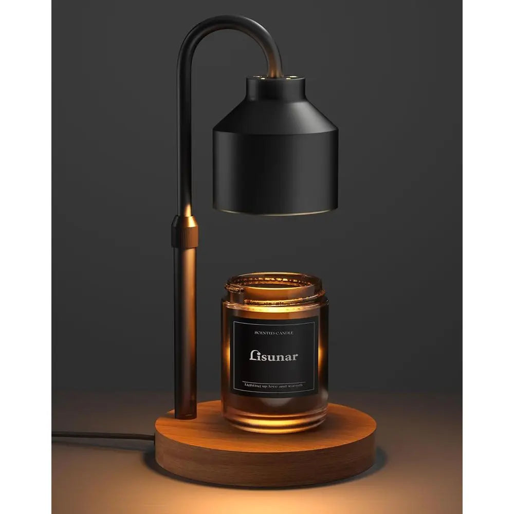 Electric Candle Warmer Lamp With Timer Adjustable Height Wood Base